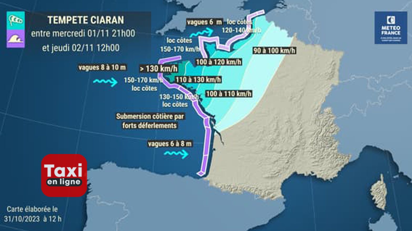 Tempête Ciarán : Des vents destructeurs et des risques de submersion prévus en France - TAXIENLIGNE